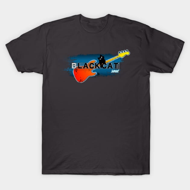 Black cat soul music T-Shirt by Blacklinesw9
